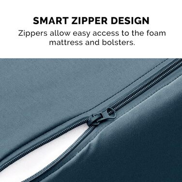 Охолоджуване ліжко для собак Furhaven з гелевим наповнювачем, великих порід, з знімними валиками для шиї та пральним покриттям, до 43 кг. Розмір L 102 x 81 x 20 см, колір Bluestone.