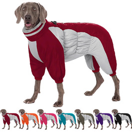 Зимовий комбінезон для собак AOFITEE - теплий водонепроникний зимовий одяг для великих собак з ніжками, підходить для Французького бульдога, колір: бордовий