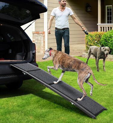 Рампа для собак, 170 см, складана, з антиковзким покриттям, для собак середніх та великих порід (до 113.4 кг), легка та портативна, 160x44 см
