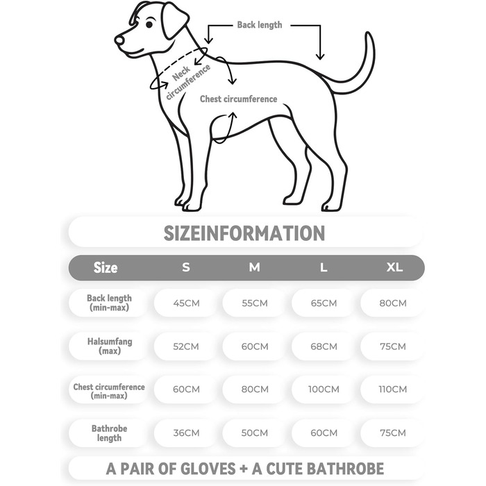 Рушник для собак JOOV E Dog Trockenmante - супер вбираючий, для сушіння після купання, м'який, регульований, для собак (S, Сірий динозавр)
