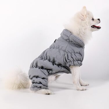 Зимовий теплий одяг для собак - куртка-манта для маленьких та середніх собак, сіра (M), з D-поточкою