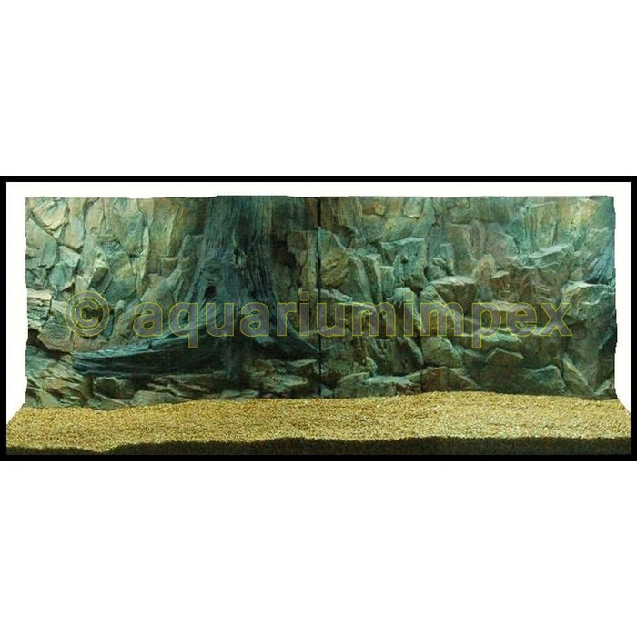 3D фон для акваріума 150x50 см, скеля з коренем, 2 частини