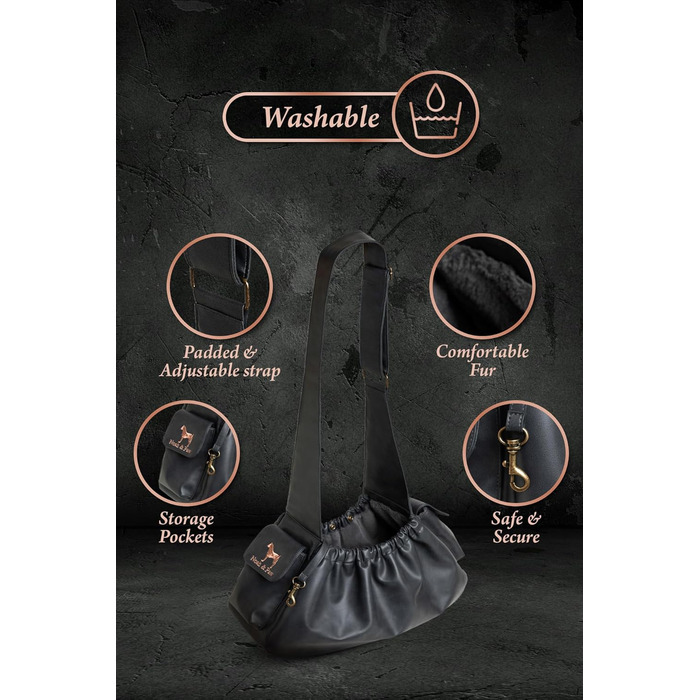 Сумочка для собак Noah & Paw для маленьких собак до 10 кг, з регульованим плечовим ременем, м'яким хутром, подвійною системою безпеки, з веганської шкіри