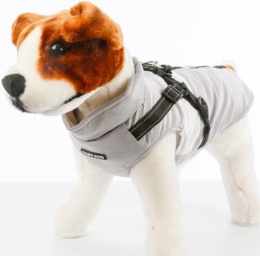 Тепла куртка для собак, зимова жилетка для малих та середніх собак, пуловер для собак, вітронепроникна жилетка з кільцем для повідка, сірий колір, розмір M