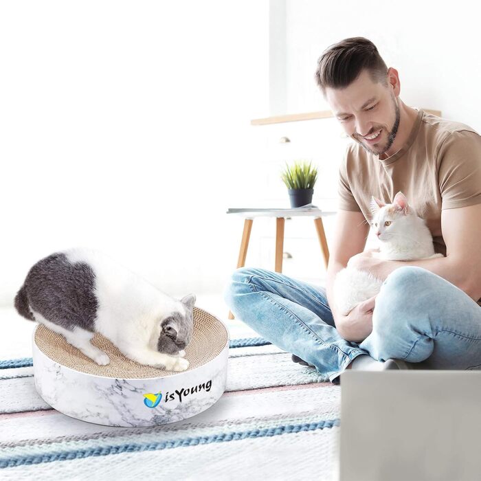 isYoung Когтеточка для котів, картонна кругла когтеточка для кімнатних котів, килимок для дряпання для малих і середніх котів