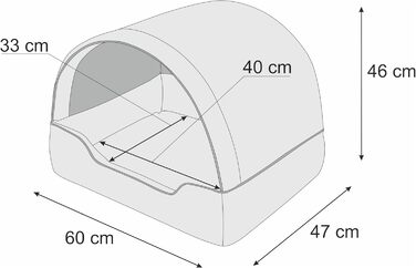 Ліжко-будиночок для собак і котів, м'яке лежанка-куб, сірий, 60x47 см