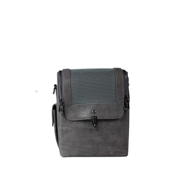 Сумка для собак MYXA Classi, переноска для собак, авіапереноска з знімною сіткою на даху (Сірий Океан, з кишенею)