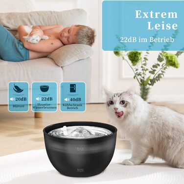 Автоматичний фонтанчик для котів Katzenbrunnen 3L з тихою помпою, фільтром та індикатором рівня води