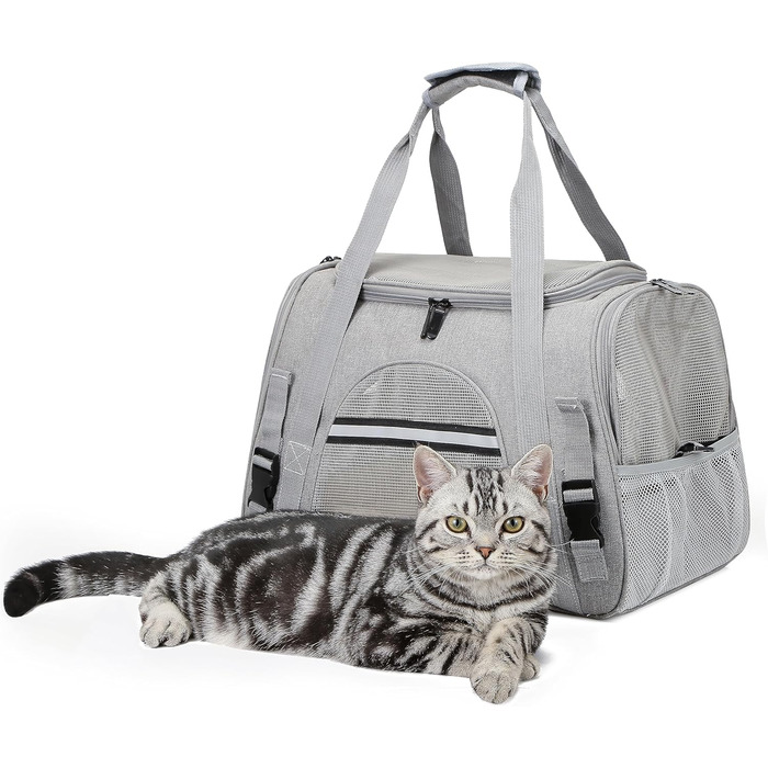 Транспортна переноска для кота/маленької собаки, складана переноска-сумка для котів та собак, переноска для цуценят з регульованим плечовим ременем