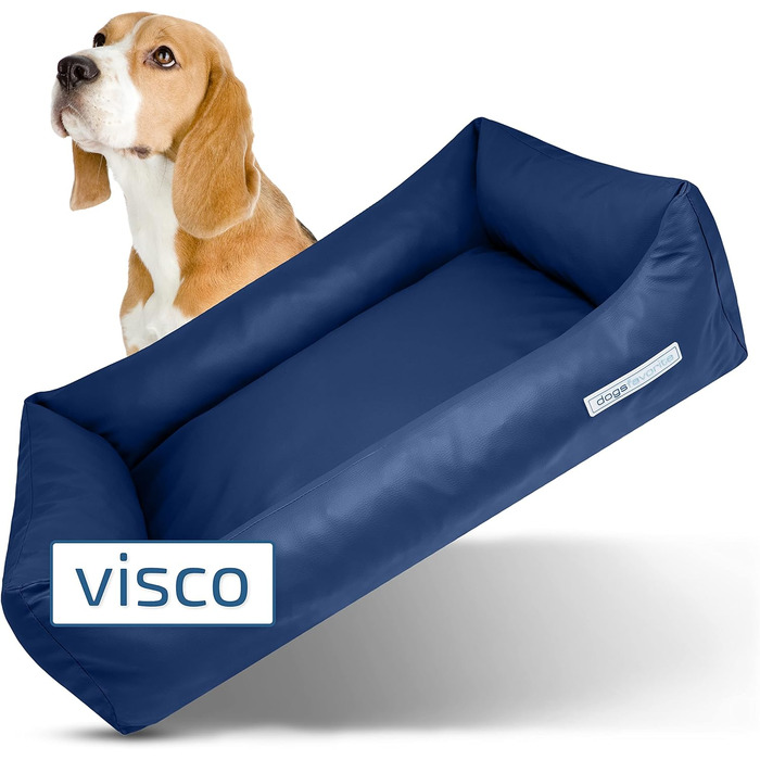 Ліжко для собак з віско-матрацом, миється - зручне собаче ліжко, диван преміум-якості, захищає суглоби, міцна собача підстилка, розмір L, 115 x 85 см (S: 80 x 60 см, морський колір)