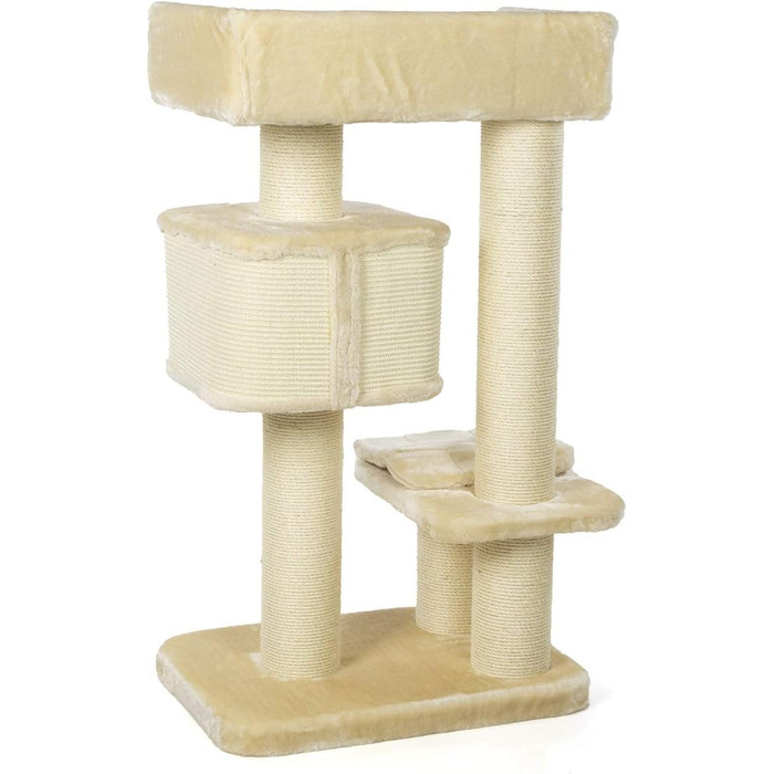 Дряпак для котів CanadianCat Portland - великі сизалеві стовпчики для великих котів, бежевий, 69x47x124 см