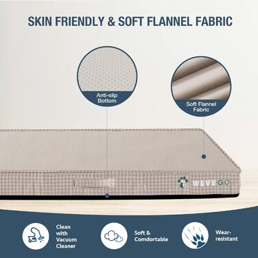 Крісло-ліжко для собак великих порід, бежеве: м'який матеріал, знімний та водонепроникний чохол, двошаровий наповнювач (Gel Memory Foam + губка), антиковзаюча підставка, розмір Jumbo (47x29x3.54 см)