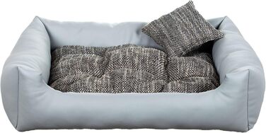 Лягу для собак Gutekissen® з екошкіри: м'яке ліжко-софа для собак, лежанка, подушка, місце для сну - довговічні матеріали, висока якість (M - 80x65, світло-сірий)