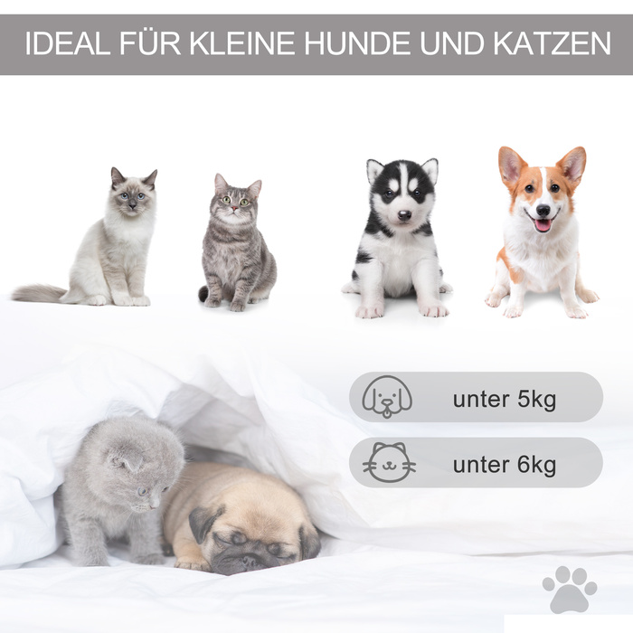 PawHut Pet Tent Cat House & Dog Tent з м'якою подушкою з плюшу та фетру, можна прати в пральній машині, сірий 58x58x80 см