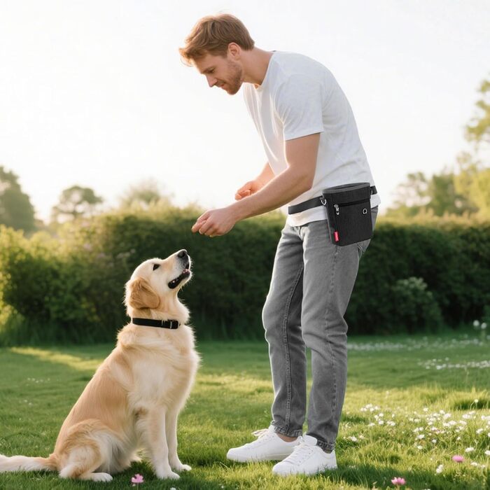 Лекарства для собак з магнітною застібкою, сумка для дресирування собак з знімною внутрішньою кишеню, багатофункціональна сумка для ласощів для собак зі змінним дозатором відходів, сіра (чорна)