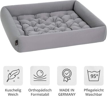 Ортопедичне ліжко для собак великих порід - Pointer, з знімним матрацом, миється до 95°C, стійке до подряпин та укусів, Made in Germany (XXL 100x90 см, світло-сірий)