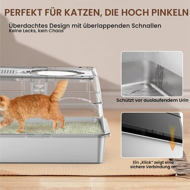 Лоток для котів BEST JAJA XXL з кришкою, нержавіюча сталь, 61.9 × 41.9 × 37 см, чорний
