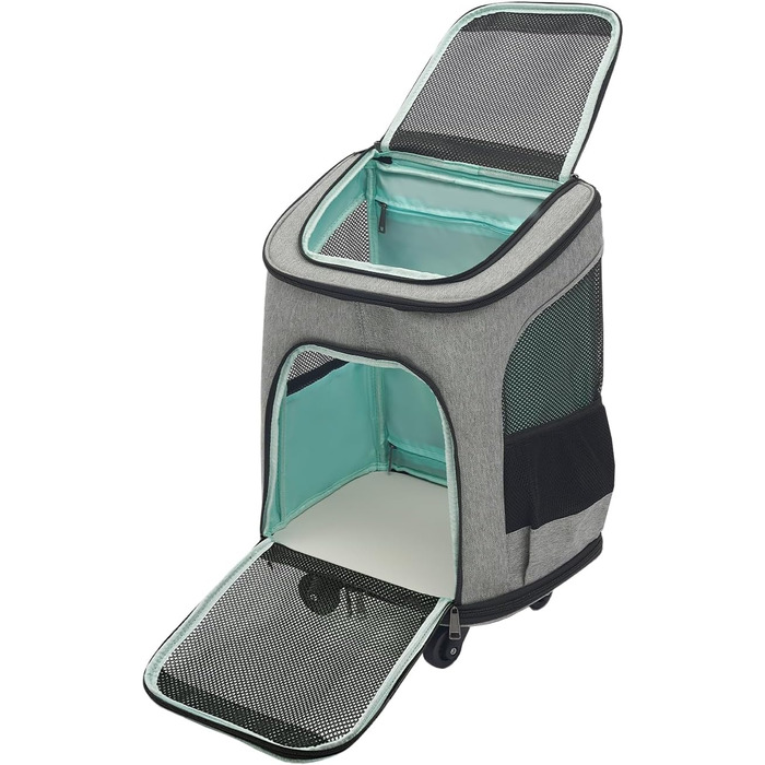 Складаний рюкзак для собак та котів Soudesileim 2-в-1 з візком, до 9 кг, сірий, 34x28x44 см