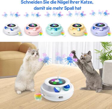 Електрична іграшка для котів GoldenSun 3-в-1: Whack-A-Mole, метелик, м'ячик. USB, 6 насадок, A-Weiß (Z 3 Schmetterling)