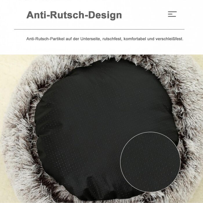 Кругле ліжко для собак та котів Freyamy Ø60 см, напівзакрите з капюшоном, тепле, зручне, коричневе, М