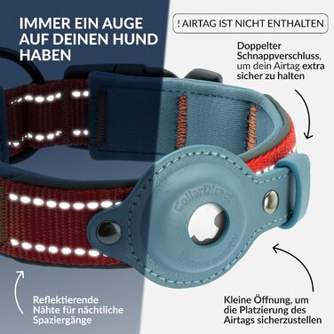 Нашийник для Apple AirTag для собак CollarDirect, світловідбиваючий, помаранчевий, розмір M (34-42 см), XL (51-61 см)