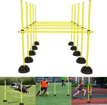 Набір пружинних стрибків YRHome для агіліті та координації - 15 стрибків, 10 підставок, 10 кліпсів (жовтий)