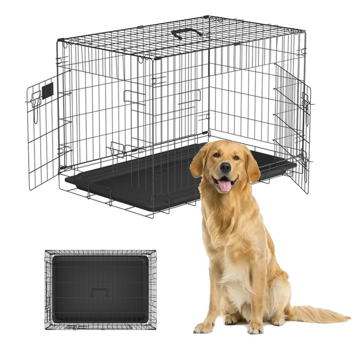 Складана переносна клітка-будка для собак з двома дверцятами, 75.5 x 45.5 x 52.5 см