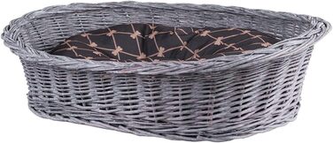 Плетенний корзинка для собак та котів з подушкою, 95x72x27 см (сірий/чорний)