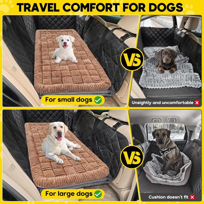 Лоіон килимок для собак в авто, м'який, захист заднього сидіння, великі собаки, антиковзаючий, легко миється, стійкий до подряпин, комфортний, 127x62.5 см, коричневий