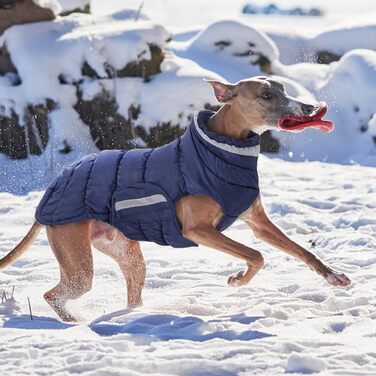 Зимовий теплий дощовик для собак, водонепроникний, з флісовою підкладкою, з коміром з хутром, для малих та середніх порід, з відбиваючими елементами, на липучках, синій, 3XL
