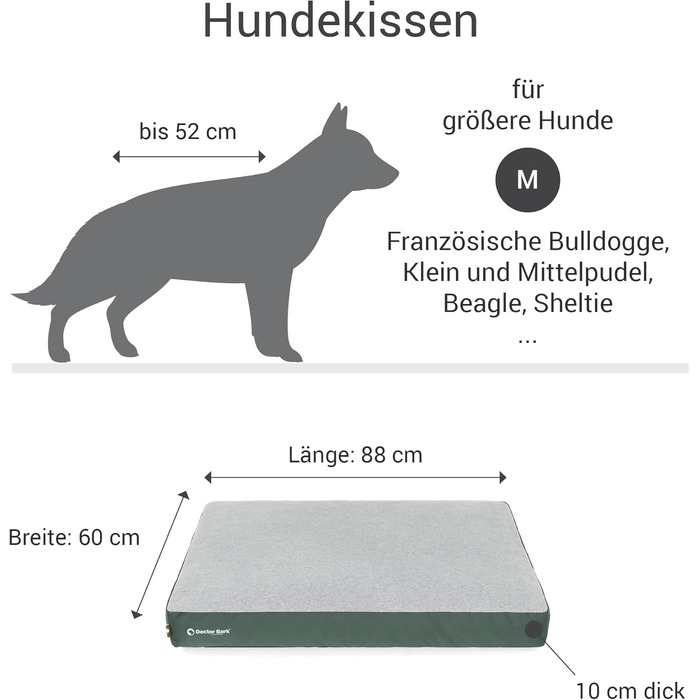 М'яке ліжко для собак середніх порід GreenLabel (88x60 см, зелене) - зручне, миється, з м'якого флусу