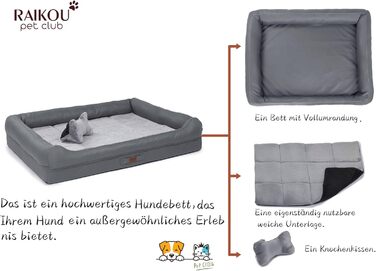 Райкоу - лежанка для собак з знімним подушкою, м'яка та миється. Лежанка, подушка для собак, собаче ліжко, килимок - високоякісне місце для сну для вашого вірного друга. (Темно-сірий, 80 * 60 * 7 см)