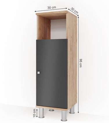 Пенал для ванної Vicco Fynn, антрацит/дуб, 30x95 см