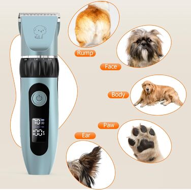 Електрична машинка для стрижки собак та котів YAZ EKY Leise Profi, з 4 гребінцями, для густого та кучерявого волосся