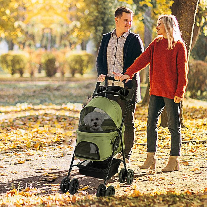 Візок для собак PawHut - Buggy для маленьких собак та котів, складний, 67 x 45 x 96 см, темно-зелений