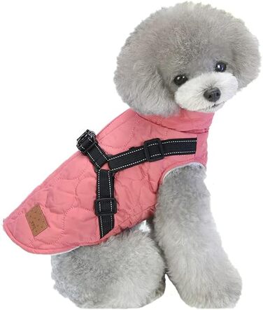 Теплий зимовий одяг для собак: куртка, жилетка, пуловер. Відбиваючий елемент, бавовна, без рукавів. Розмір S, колір рожевий