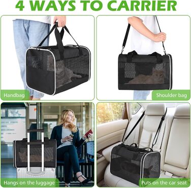 Транспортний бокс для котів Lannvan, до 6,5 кг, чорний (45x30x30 см)