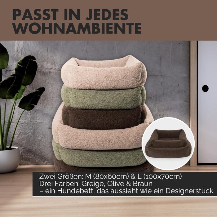 Ортопедичне собаче ліжко PAW WOW Sven | М'яке ліжко для собак з тедді-тканини | 70x100 см (Колір: Коричневий)