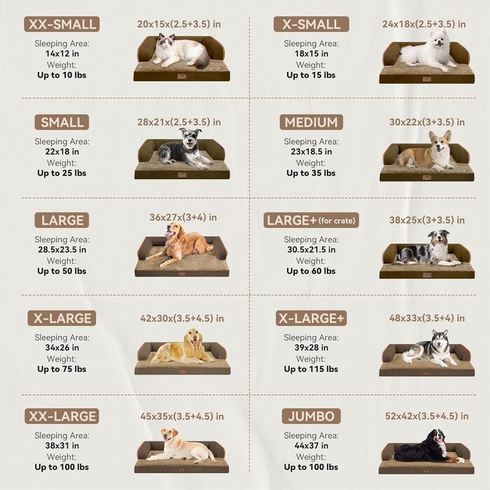 Велике ортопедичне собаче ліжко з водонепроникним покриттям – знімний чохол, Memory Foam – для великих собак, ліжко з валиком для шиї, диван-ліжко, коричневе, розмір 114 x 89 x 20 см