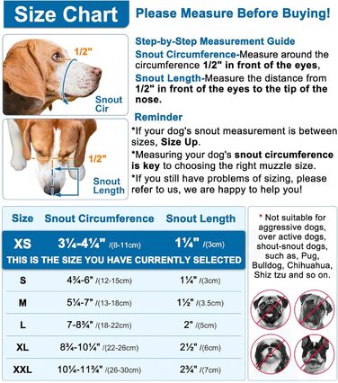 Нашийник-маска для собак LUCKYPAW, сітка, великі та середні породи, м'яка, запобігає укусам, пиття можливе, дихаюча, регульована, для цуценят (XXL, довжина морди 26,4 см)