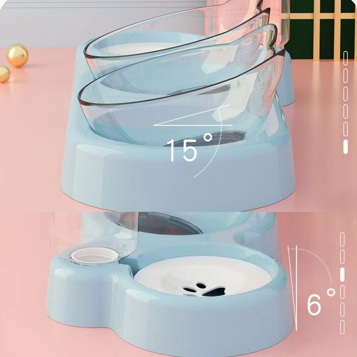 Автоматичний поїльник для котів та собак | Набір мисок з водопоїнням | Безпечний, знімний, BPA-Free (Блакитний)