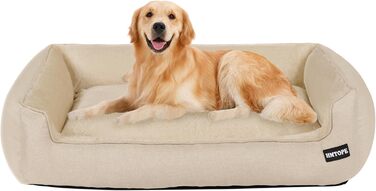 Ліжко для собак, м'яке, знімний чохол, бежеве, 110 x 86 x 26 см