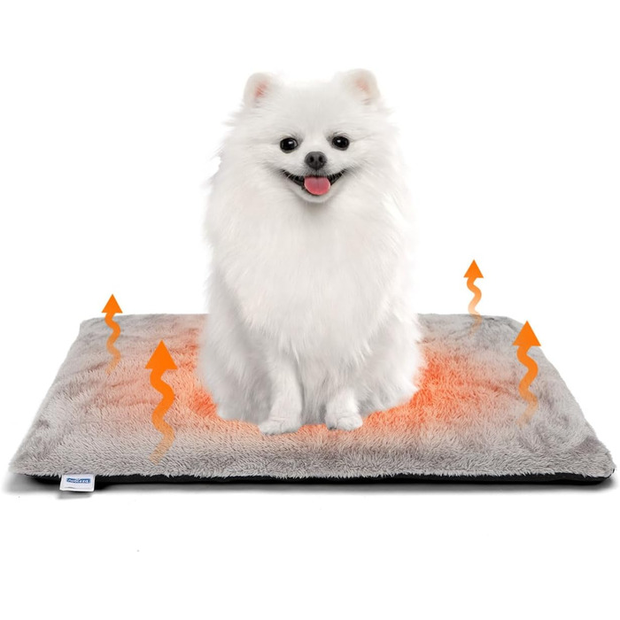 Nobleza Самогріюча килимок для собак та котів, зігріваючий килимок для домашніх тварин, зимовий, з memory foam, знімний м'який плюшевий чохол, сірий, 91x58x4 см (61x46x4 см)