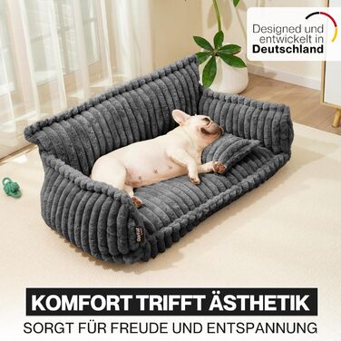 Софа для собак Chaffar | Ортопедичний лежак для собак | Сучасний стиль | Кольорова гама: вугільний | Розмір L (100 см)