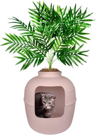 Квіткова кімната для кота Good Pet Stuff з туалетом, фільтром та штучною рослиною, білий колір
