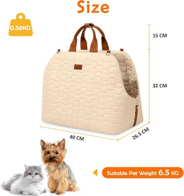 Травельник для собак та котів ALLSOPETS: сумка-переноска на плечі, автокрісло, з безпечним ременем та кишенями, для подорожей з маленькими тваринами, білий (хакі)