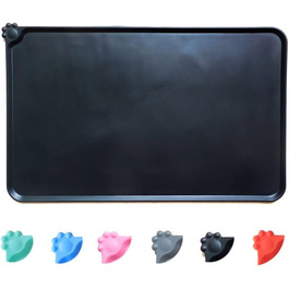 Силіконовий килимок для собак та котів, вологостійкий, неслизький, для мисок, корму для котів та собак, з піднятими краями для запобігання розбризкування (зелений, чорний)