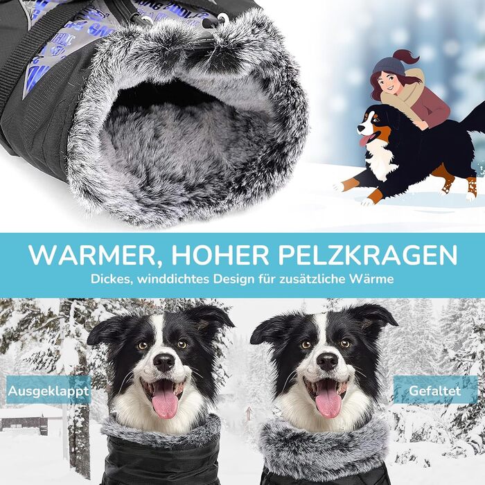 Водонепроникний теплий зимовий одяг для собак ALLSOPETS - куртка з відбиваючими смугами, стильна жилетка для холодної погоди (Blendblau, 3XL)