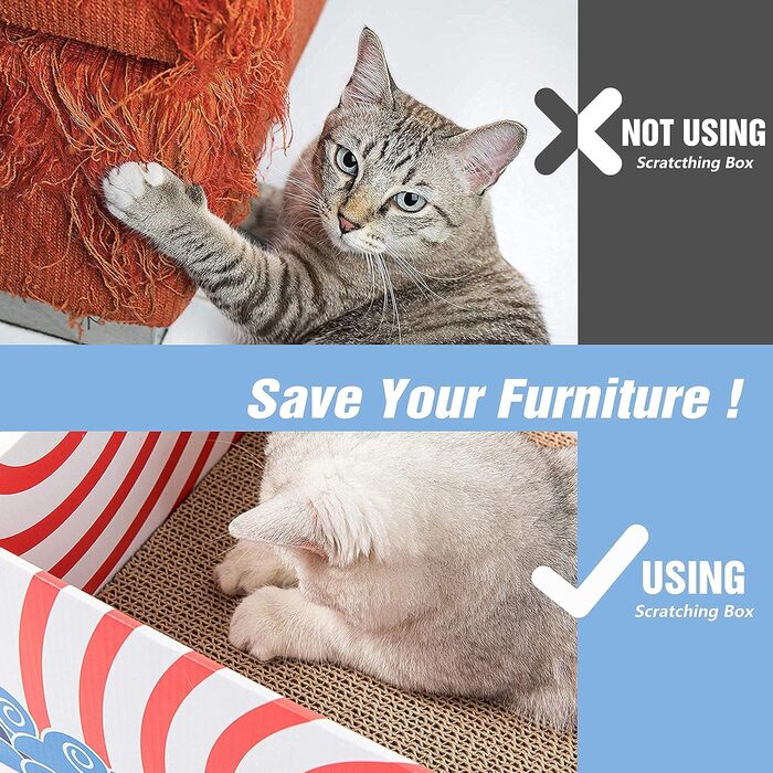 5-Piece Conlun Cat Scratch Box Set with Scratching Pad - Large, White