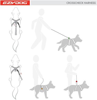 EzyDog антиковзна шлейка для собак Crosscheck, регульована, рефлективна, для малих, середніх і великих порід, розмір S, зелена, для дресирування